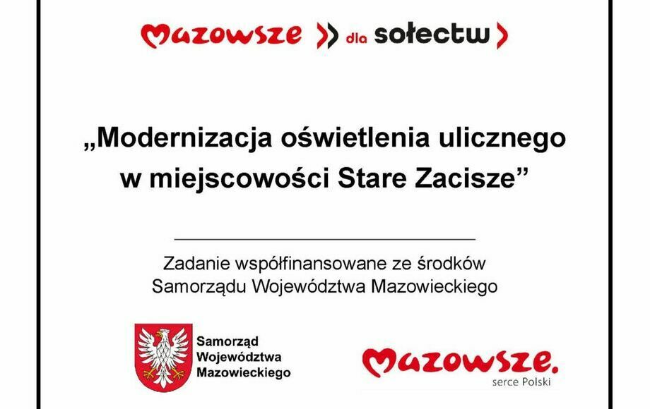 Zdjęcie do Modernizacja oświetlenia ulicznego  w miejscowości Stare Zacisze