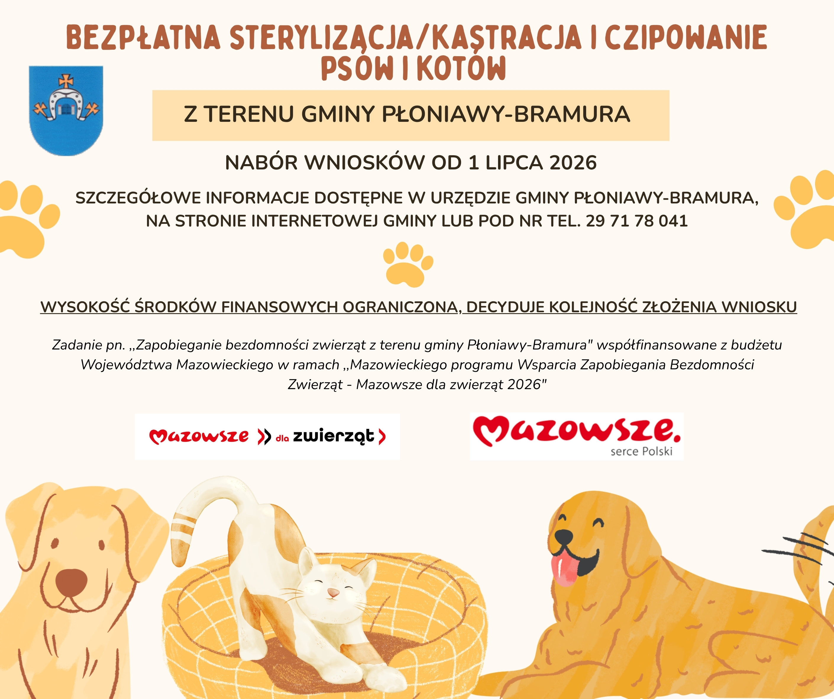 &bdquo;Mazowieckiego Programu Wsparcia Zapobiegania Bezdomności Zwierząt &ndash; Mazowsze dla  zwierząt 2026&rdquo;