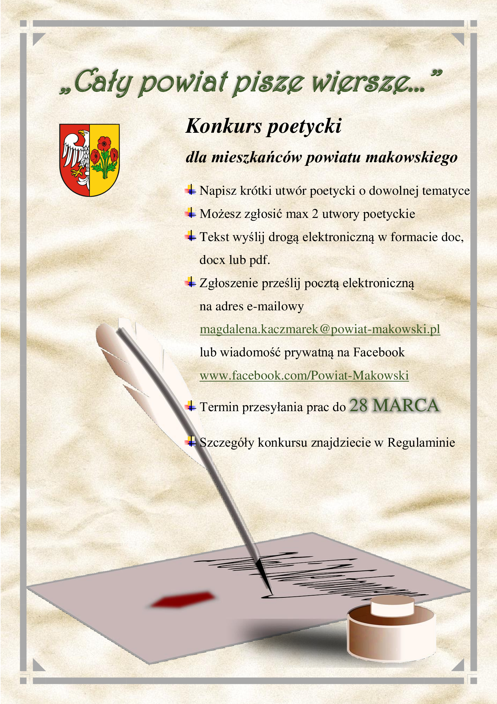 "Cały powiat pisze wiersze.." - powiatowy konkurs poetycki