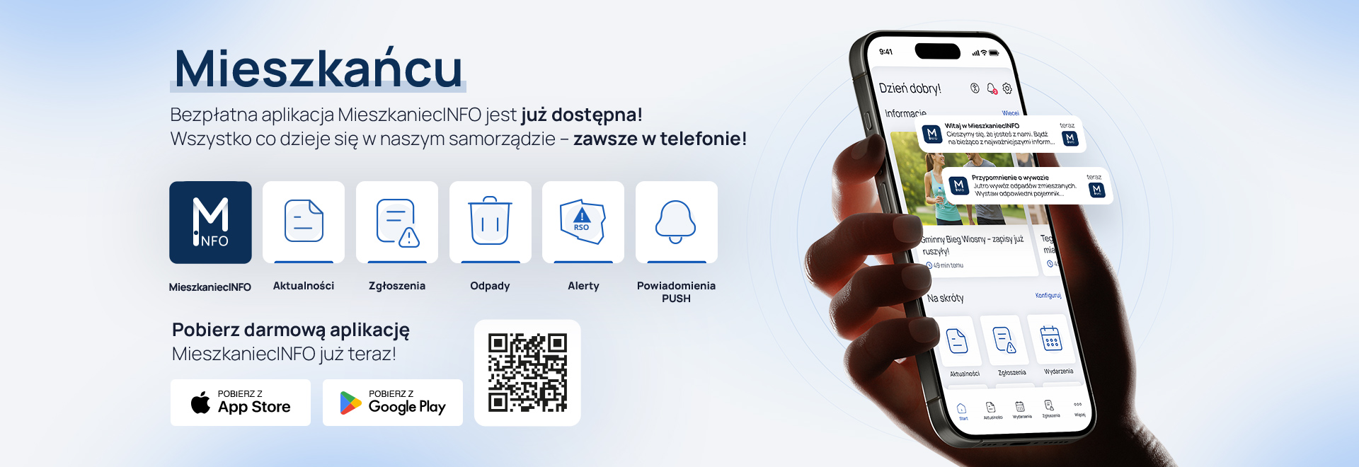 Szanuj sw&oacute;j czas. Aktualności, wydarzenia, harmonogram wywozu odpad&oacute;w, zgłoszenia usterek i&nbsp;powiadomienia o&nbsp;awariach w&nbsp;Twoim telefonie.
