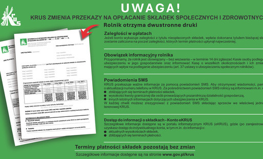 Jeżeli konto wykazuje zaległości z tytułu nieopłaconych składek, wpłata dokonana tytułem bieżącej składki zostanie zaliczona na poczet zaległości, których termin płatności upłynął najwcześniej. Zaległości w opłatach Obowiązek informacyjny rolnika Przypomi