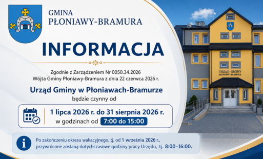 Zmiana godzin pracy urzędu w okresie letnim